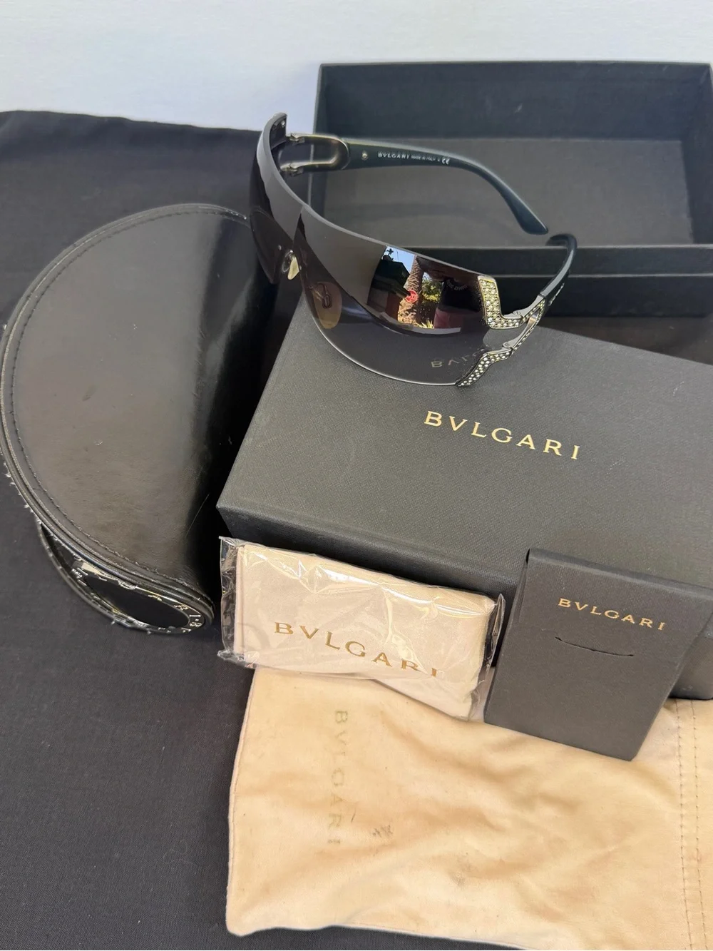 Bvlgari VINTAGE Sunglasses BV6038B Full Pkg 103/8G Lens Grey Gradient, Graduated
